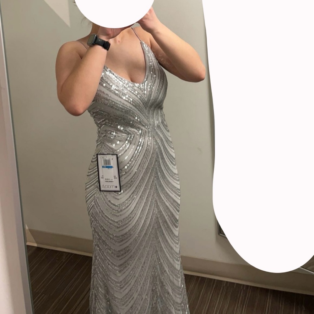 Silver Sequin Evening Gown